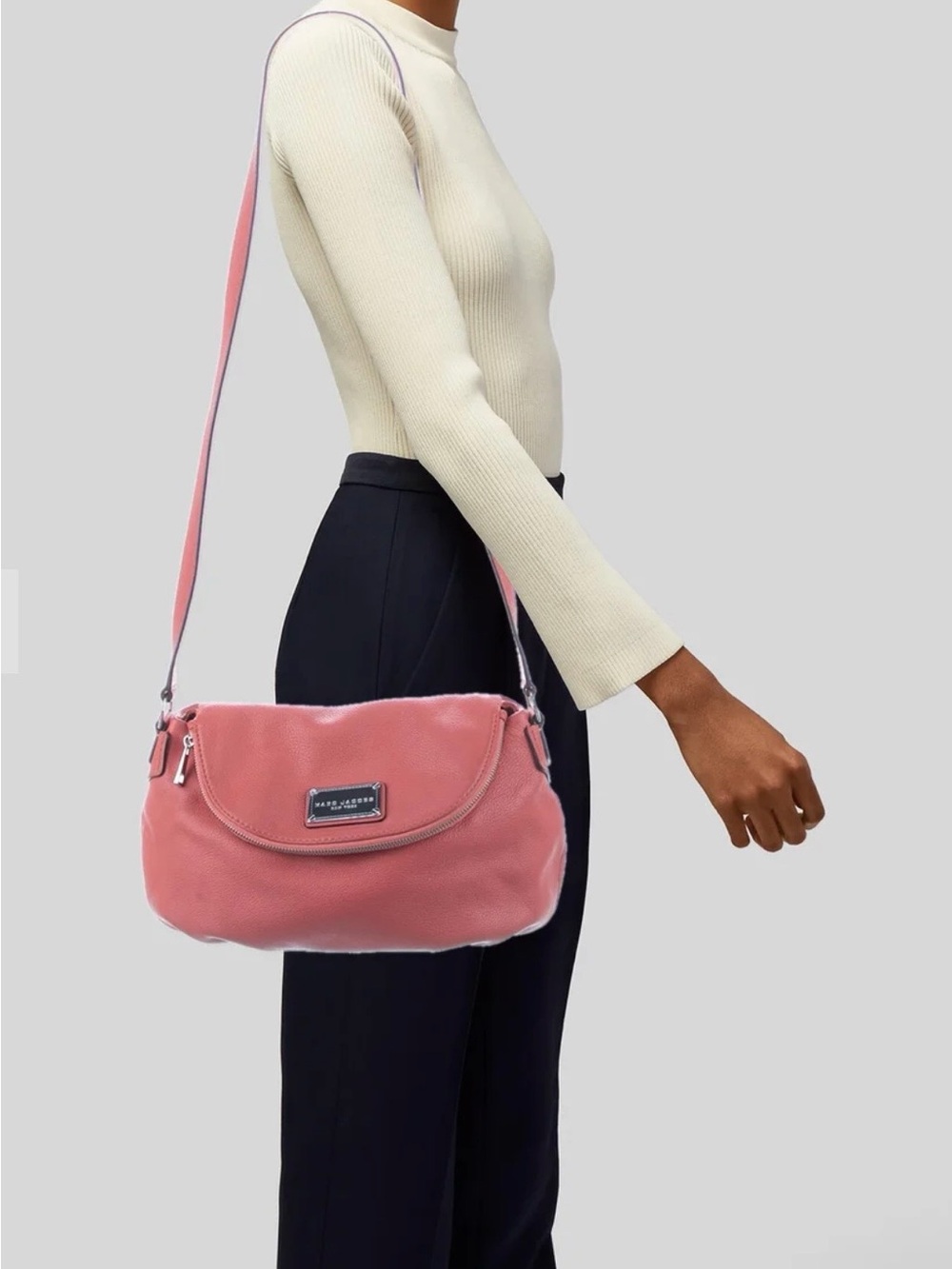 Marc Jacobs Dusty Pink Natasha Fold Over 
Crossbody Bag With Adjustable Strap - Picture 2 of 12